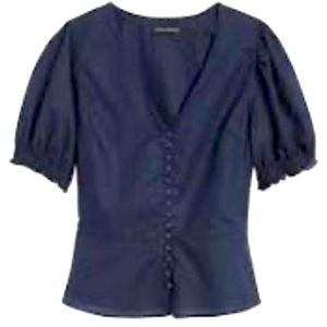 Banana Republic Linen-Cotton Button Peplum Top
